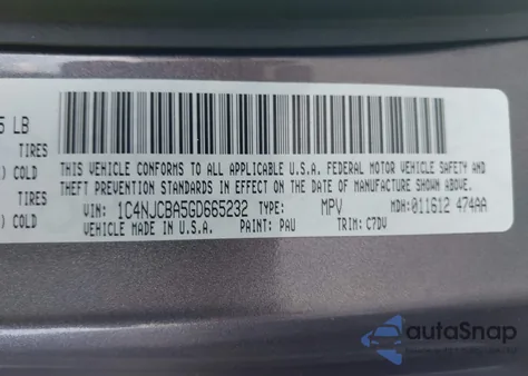 2016 Jeep Compass Sport from USA, damaged, VIN 1C4NJCBA5GD665232
